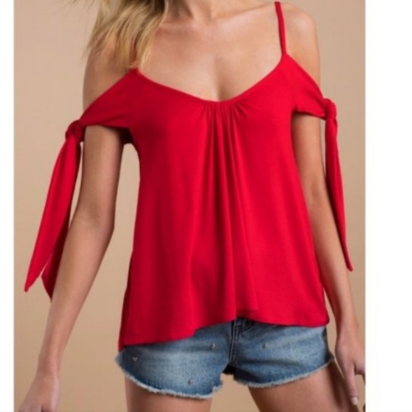 Lipstick Red We The Free Size Small Believe Me Cold Shoulder Tank Top - Picture 1 of 9